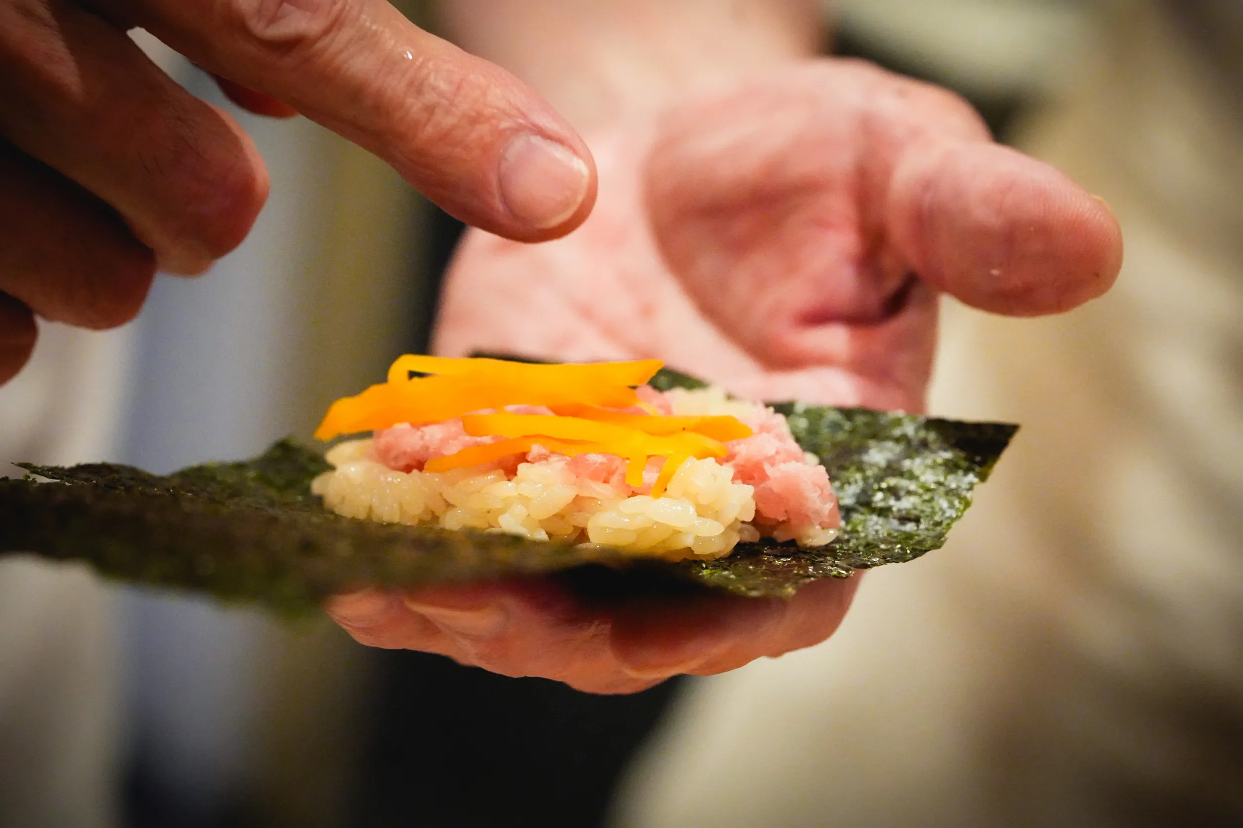 Training on Makimono (sushi rolls) (temaki and hosomaki)